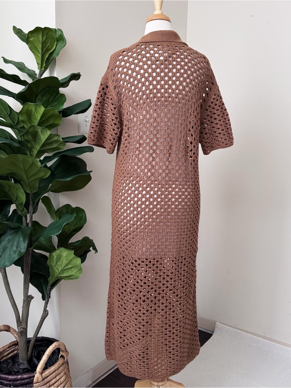 NWOT Brown Crocheted Dress - Picture 3 of 14